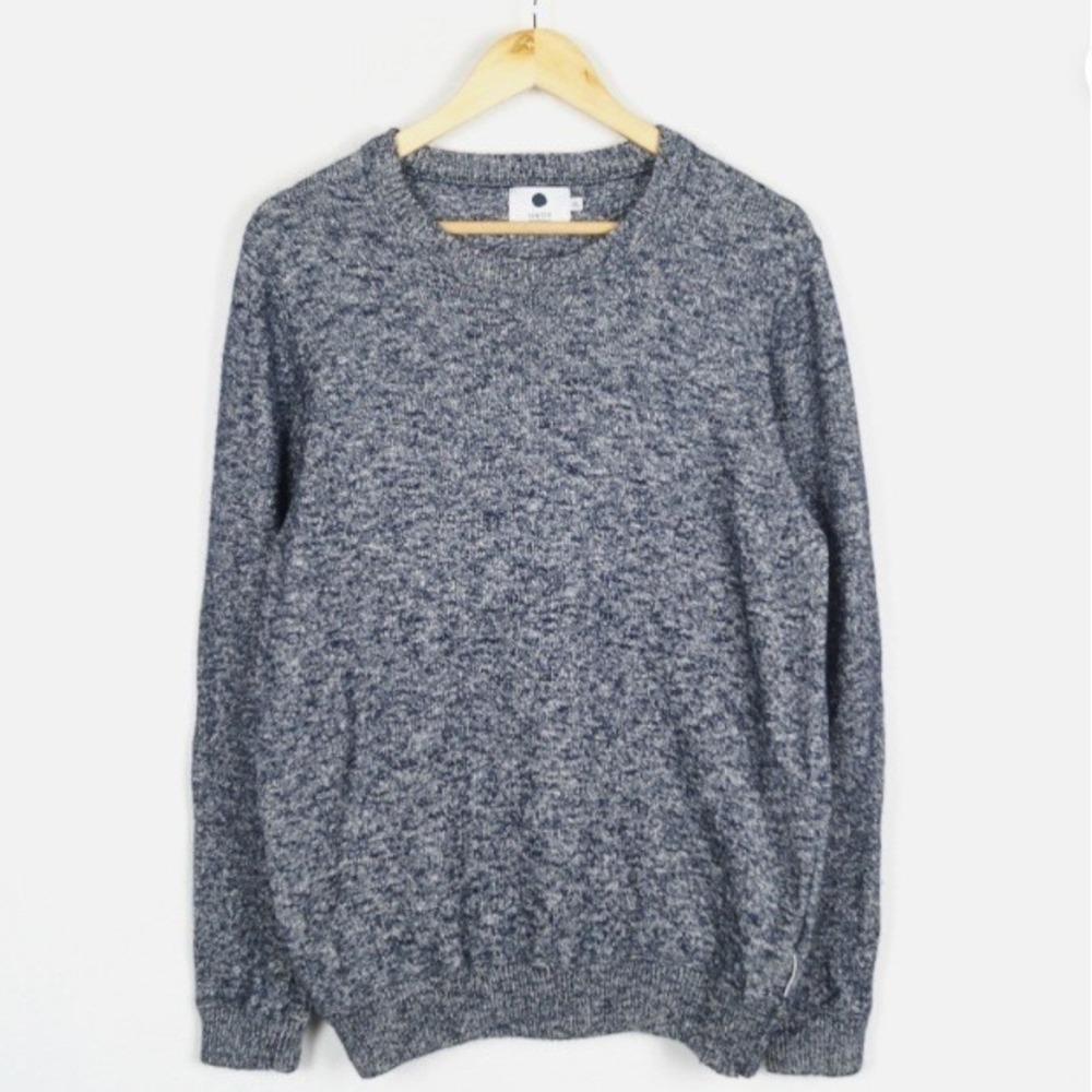 NN07 | Glen Grey Melange Cotton Crewneck Sweater Mens Pullover Knit | XL